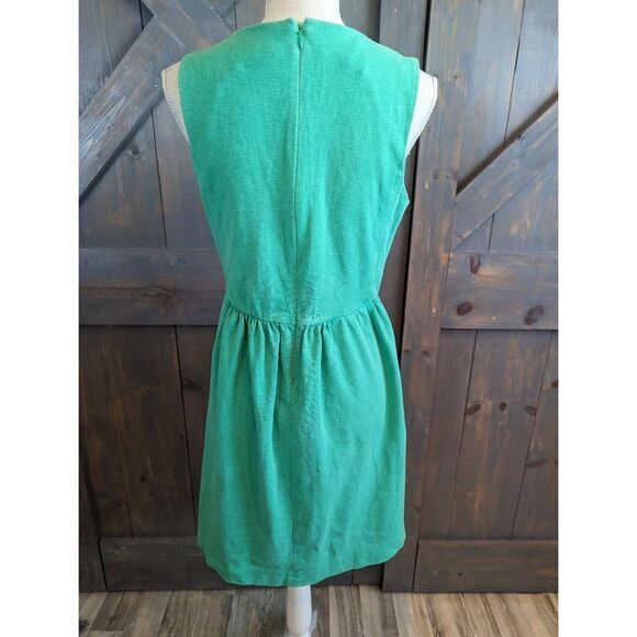 J. Crew Mini Camille Dress Women's Size Medium Green A-Line Sleeveless Cotton - Picture 4 of 10